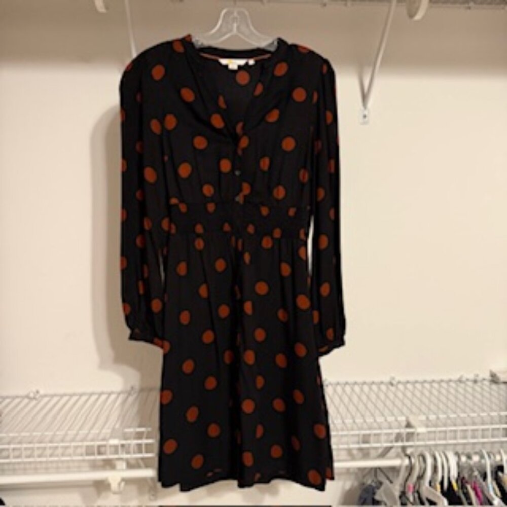 Boden, Size 6, Navy Polka Dot Dress